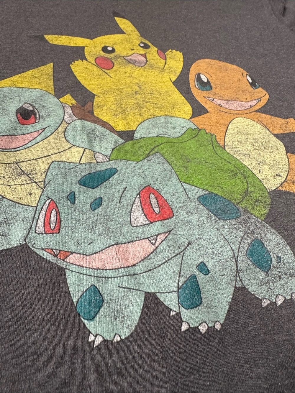 Pokemon Short-Sleeve Graphic Tee in Charcoal with Pikachu & Starters Large - Picture 2 of 6